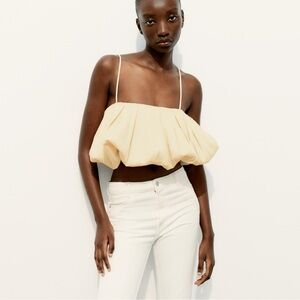 Zara Cropped Ruffled Volume Top sz.L